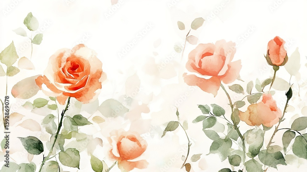 水彩タッチの薔薇のイラスト02