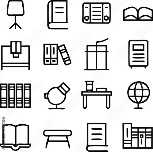 Library Icons Vector Art | Books, Reading & Knowledge Line Icon Pack