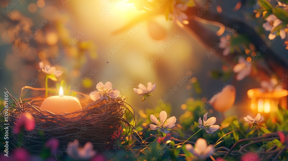 Enchanted Spring Nest with Candlelight