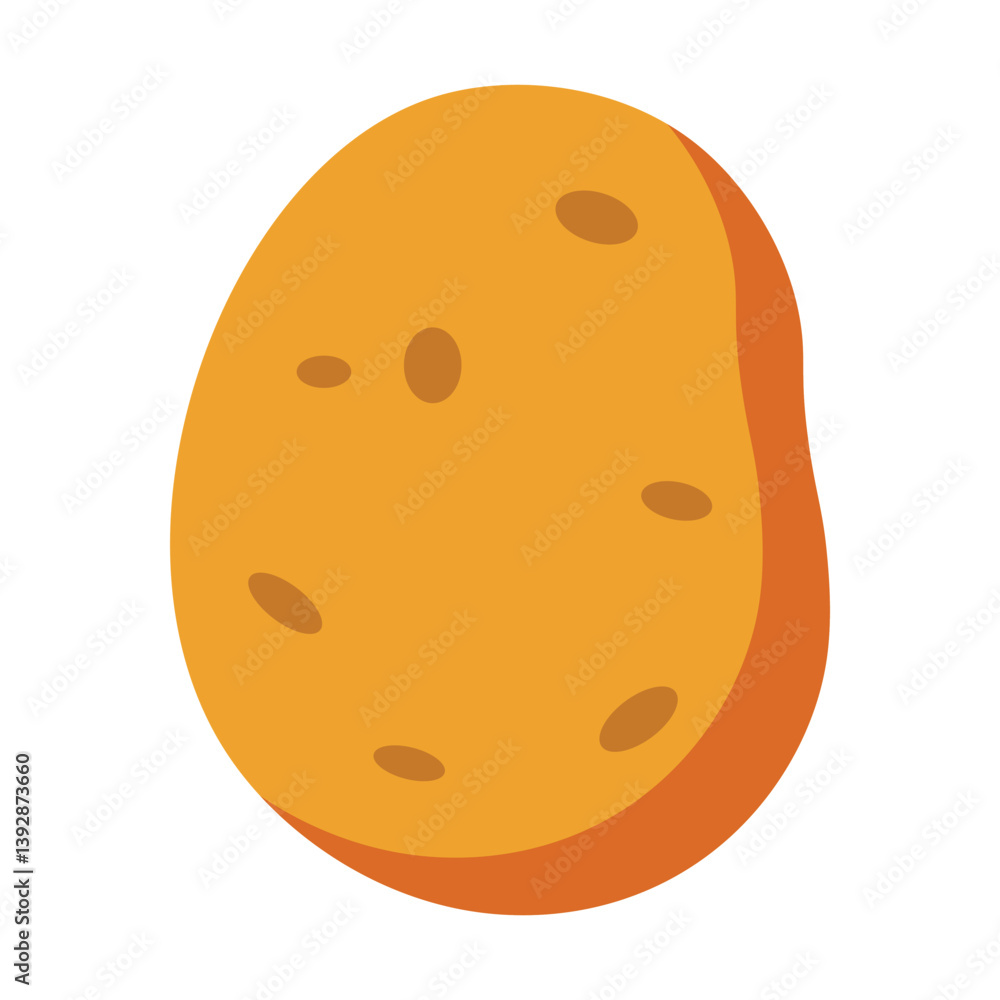 Simple whole potato illustration with clean shapes and warm earthy colors, ideal for educational materials, food packaging, healthy eating promotions, and farming content Simple whole potato illustration with clean shapes and warm earthy colors, ideal for educational materials, food packaging, healthy eating promotions, and farming content