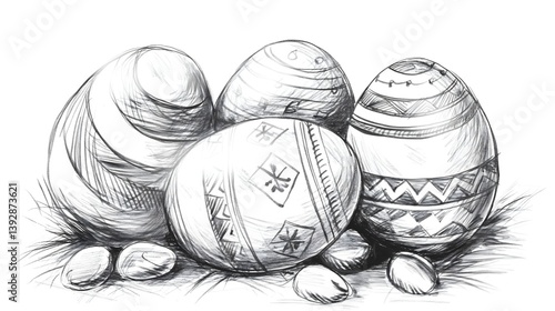 Obraz na płótnie Hand Drawn Easter Eggs w salonie