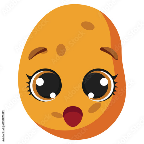 Surprised potato character with wide eyes and open mouth, perfect for packaging, food content, educational materials, and kids-related designs