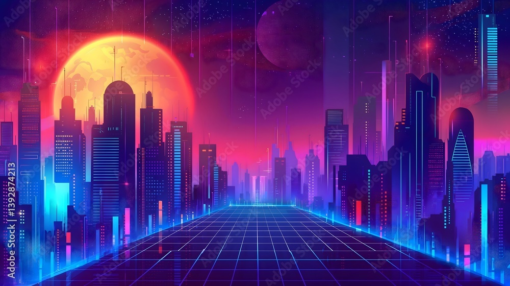 Neon Cityscape Horizon