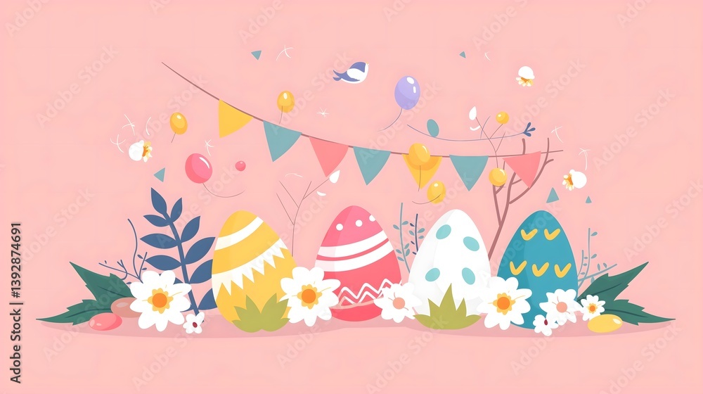 Easter Celebration with Decorated Eggs