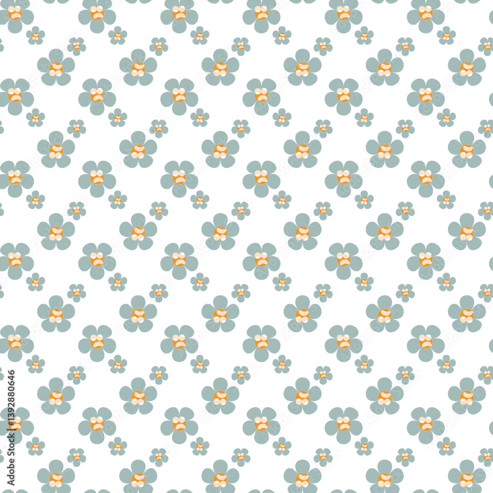 Modern Floral Seamless Pattern with Delicate Blue and Yellow Flowers Modern Floral Seamless Pattern with Delicate Blue and Yellow Flowers