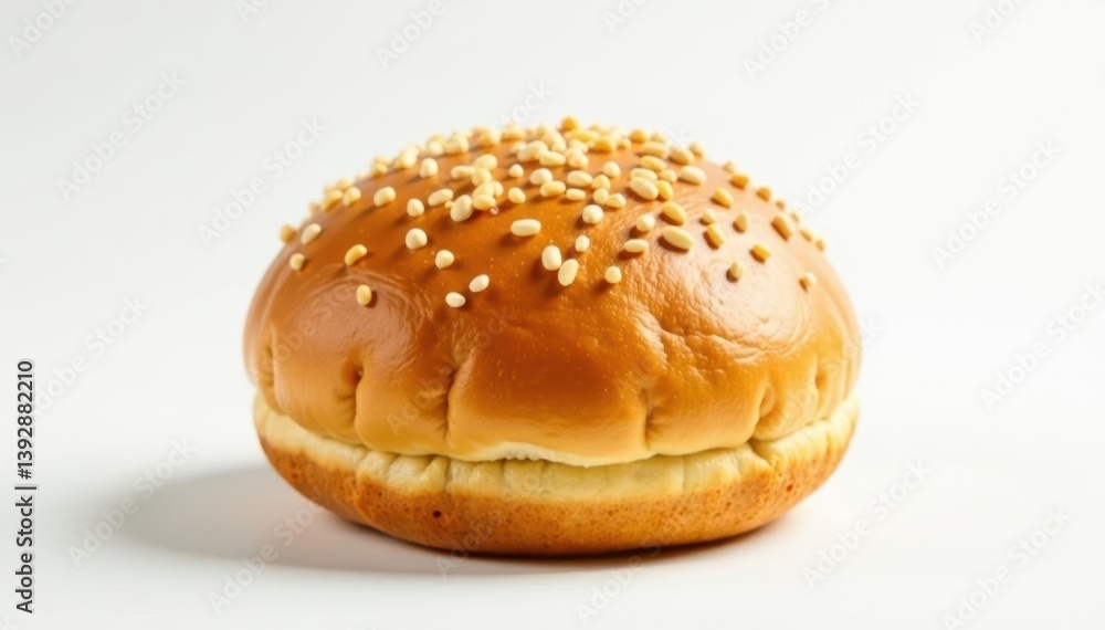Sesame seed topped bun, light and airy Pure white backdrop , cuisine, pastry, gourmet Sesame seed topped bun, light and airy Pure white backdrop , cuisine, pastry, gourmet