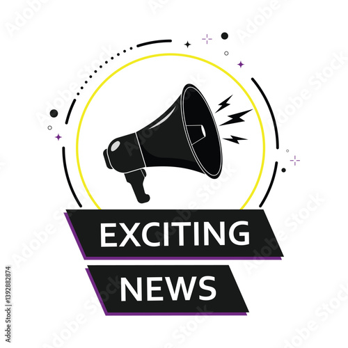 Discover exciting news updates with this bold announcement banner featuring a megaphone and modern style perfect for grabbing attention in your digital content and promotions