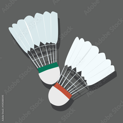 racket feather.Shuttlecock. Badminton shuttlecock. Macro of a feather shuttlecock.