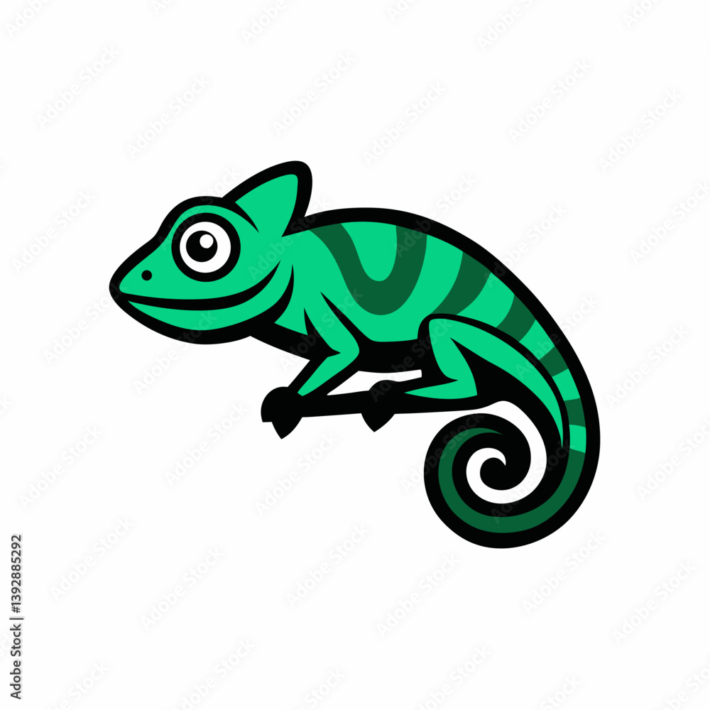Fototapeta premium chameleon cartoon isolated on white
