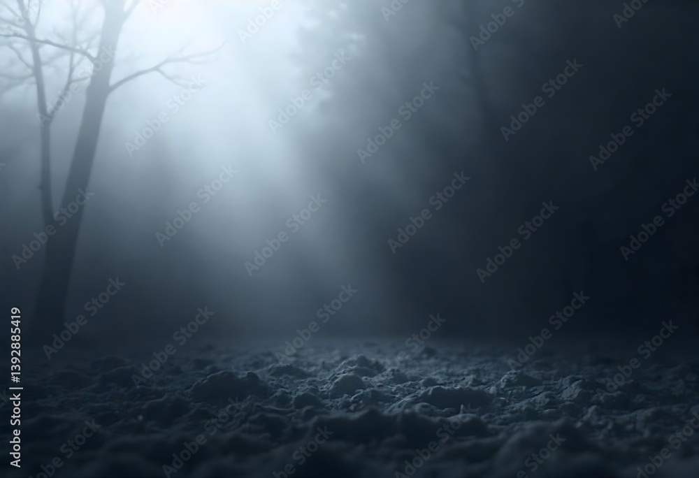 Generative AI landscape depicts an ethereal fog shrouded forest scene Generative AI landscape depicts an ethereal fog shrouded forest scene