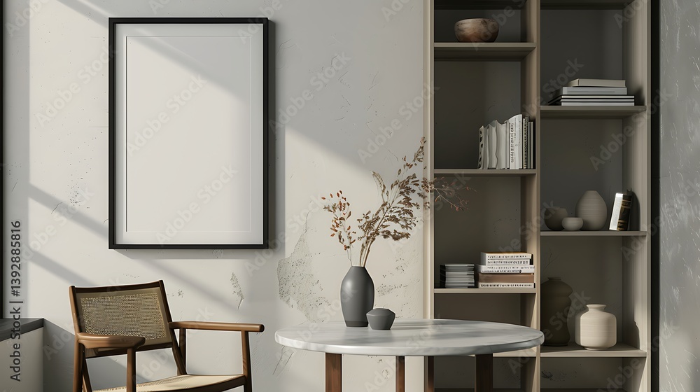 Obraz premium Beautiful Apartment, Sofa, Chair, Dining Table wall Mockup Interior design of modern living room