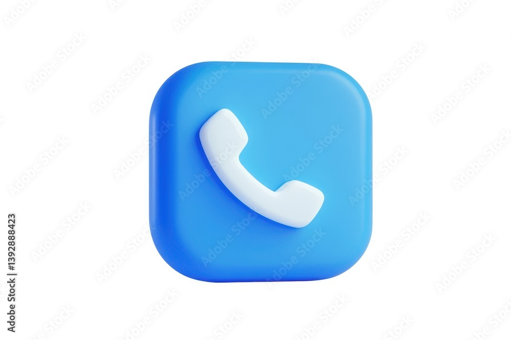 Rendered image of a blue app icon with a white telephone receiver Rendered image of a blue app icon with a white telephone receiver