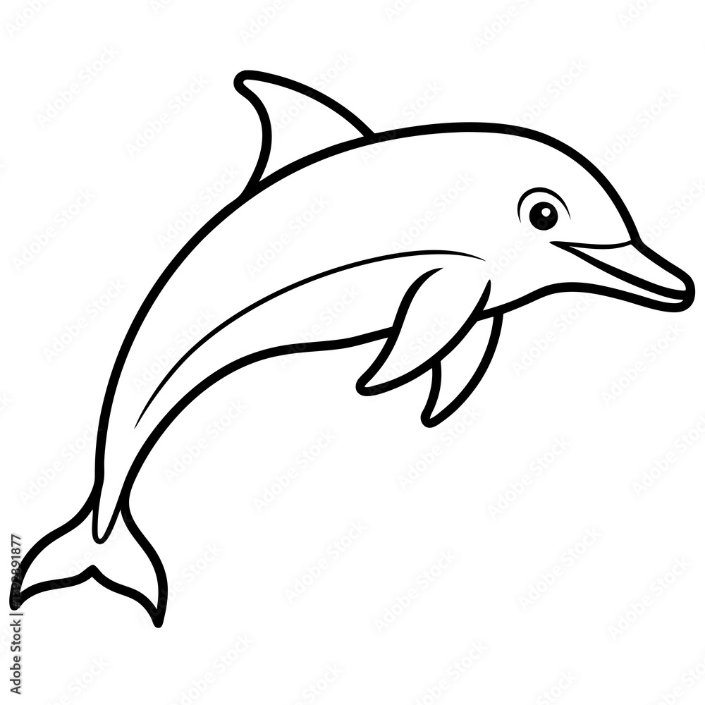 Fototapeta premium Minimalist Dolphin Line Art Vector