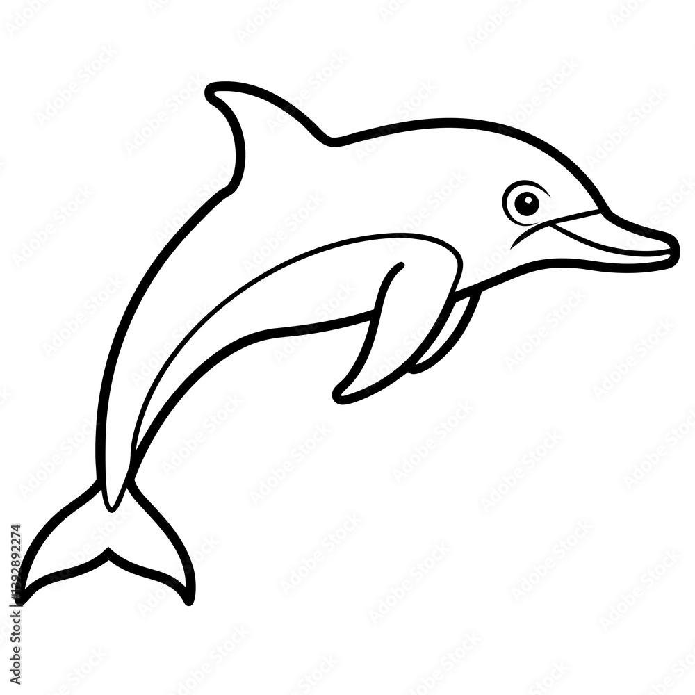 Obraz premium Minimalist Dolphin Line Art Vector