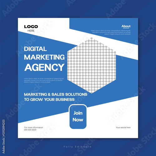 Digital marketing agency business promotion social media post template.