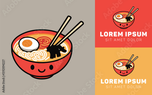 Minimalist Ramen Icon with Playful Expression