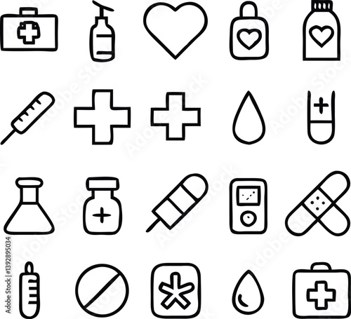 Meds and Treatment Icon Pack Vector | Medicine, Healthcare & Healing Line Icons