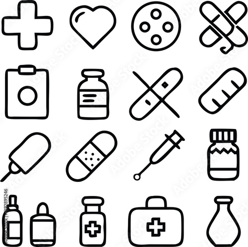 Meds and Treatment Icon Pack Vector | Medicine, Healthcare & Healing Line Icons