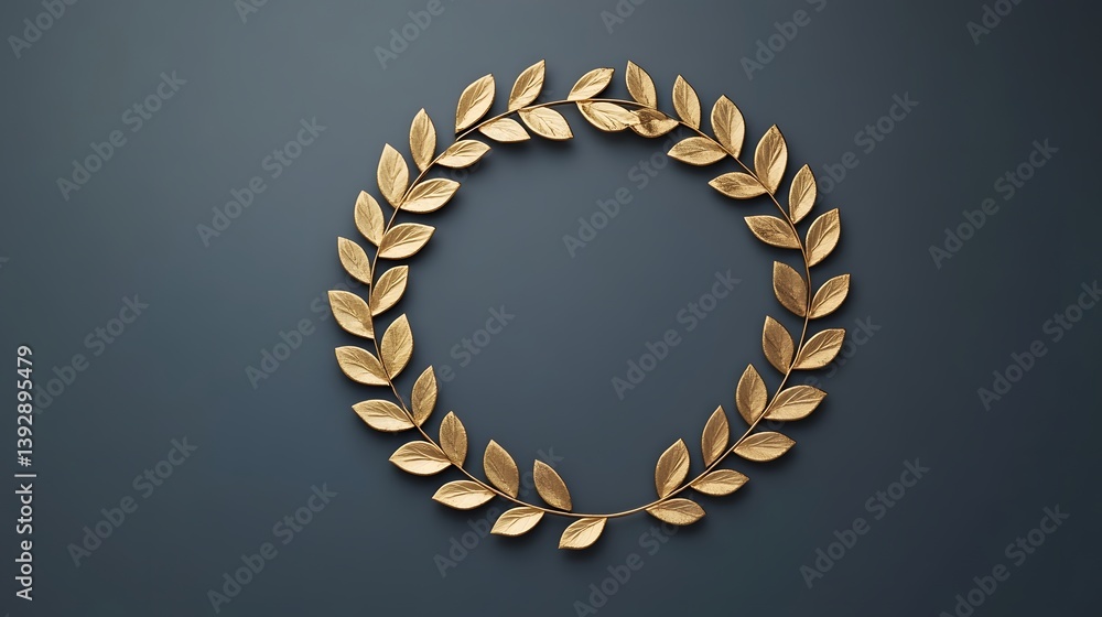 Obraz premium 3D Rendered Golden Laurel Wreath Representing Honor and Achievement