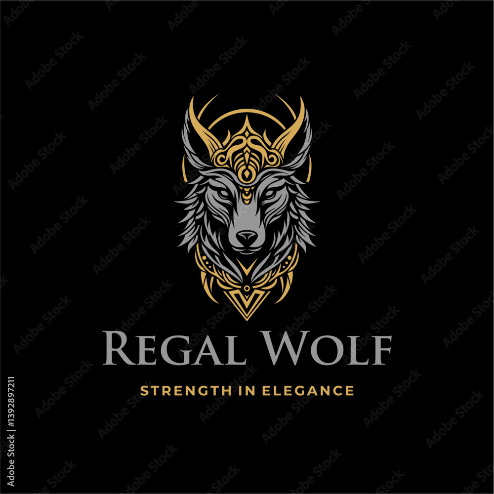Fototapeta premium Regal Wolf Elegant Monoline Animal Logo