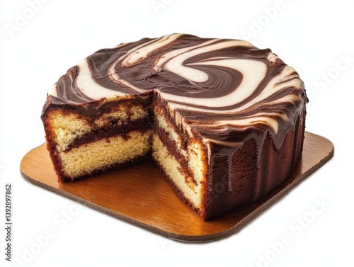 chocolate cake isolated on white