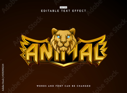 lion animals golden ancient fantasy game logo 3d text effect