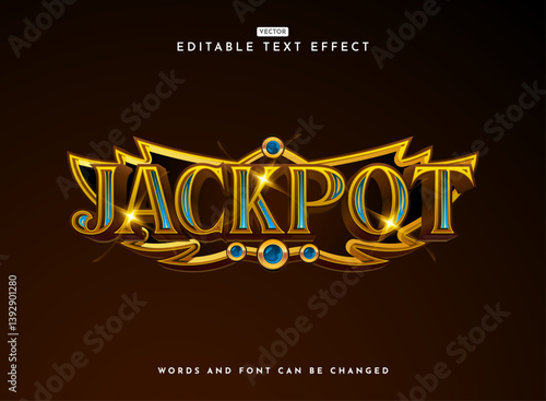 golden luxury gold diamond jackpot with wing frame fantasy game logo 3d text effect