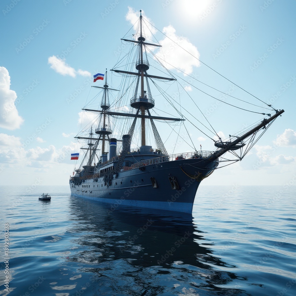 Obraz premium Historical Battleship on Calm Waters