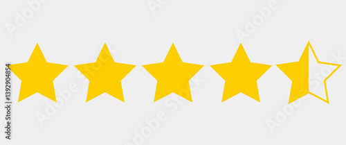 Four And A Half Star Rating Illustration Vector. eps10