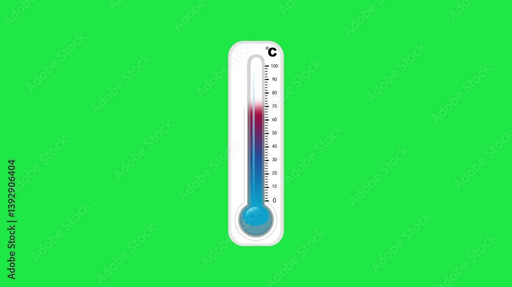 Animated 2D Thermometer: Rising Temperature, Green Screen, 4K Resolution, Seamless Loop Animated 2D Thermometer: Rising Temperature, Green Screen, 4K Resolution, Seamless Loop