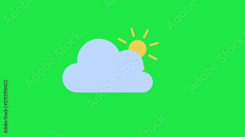Celestial Sunbeam: 4K Animated Sun Behind Cloud, Green Screen sky loop video light effect nature    