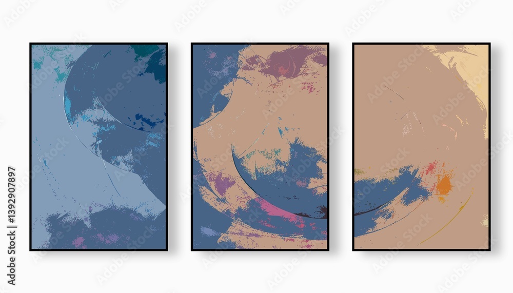 Naklejka premium AI-generated illustration of abstract painting combinations with brown and blue hues