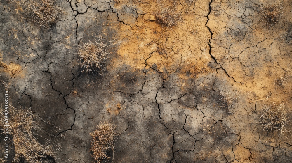 Cracks on dry land. Abstract pattern. Drought. Desperate, sad. Concept.