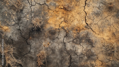 Obraz na płótnie Cracks on dry land. Abstract pattern. Drought. Desperate, sad. Concept. w salonie