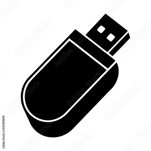 Download and transfer files with a portable usb flash drive memory stick vector icon silhouette