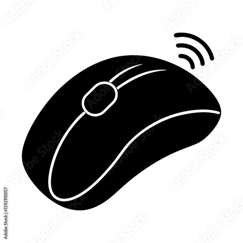Wireless mouse vector illustration for computer accessory and technology design needs silhouette