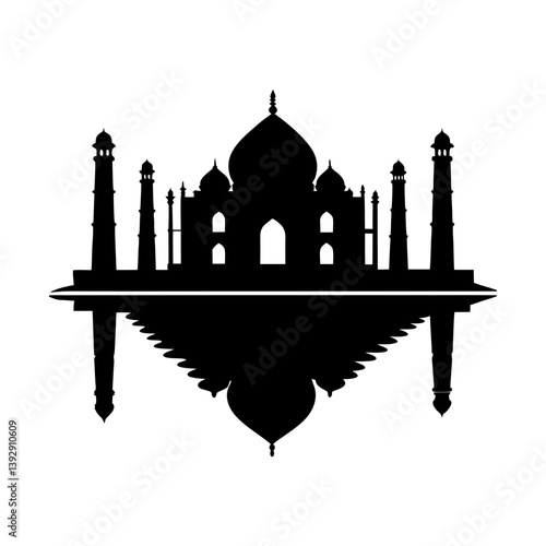 Taj mahal india landmark silhouette vector illustration agra indian architecture design