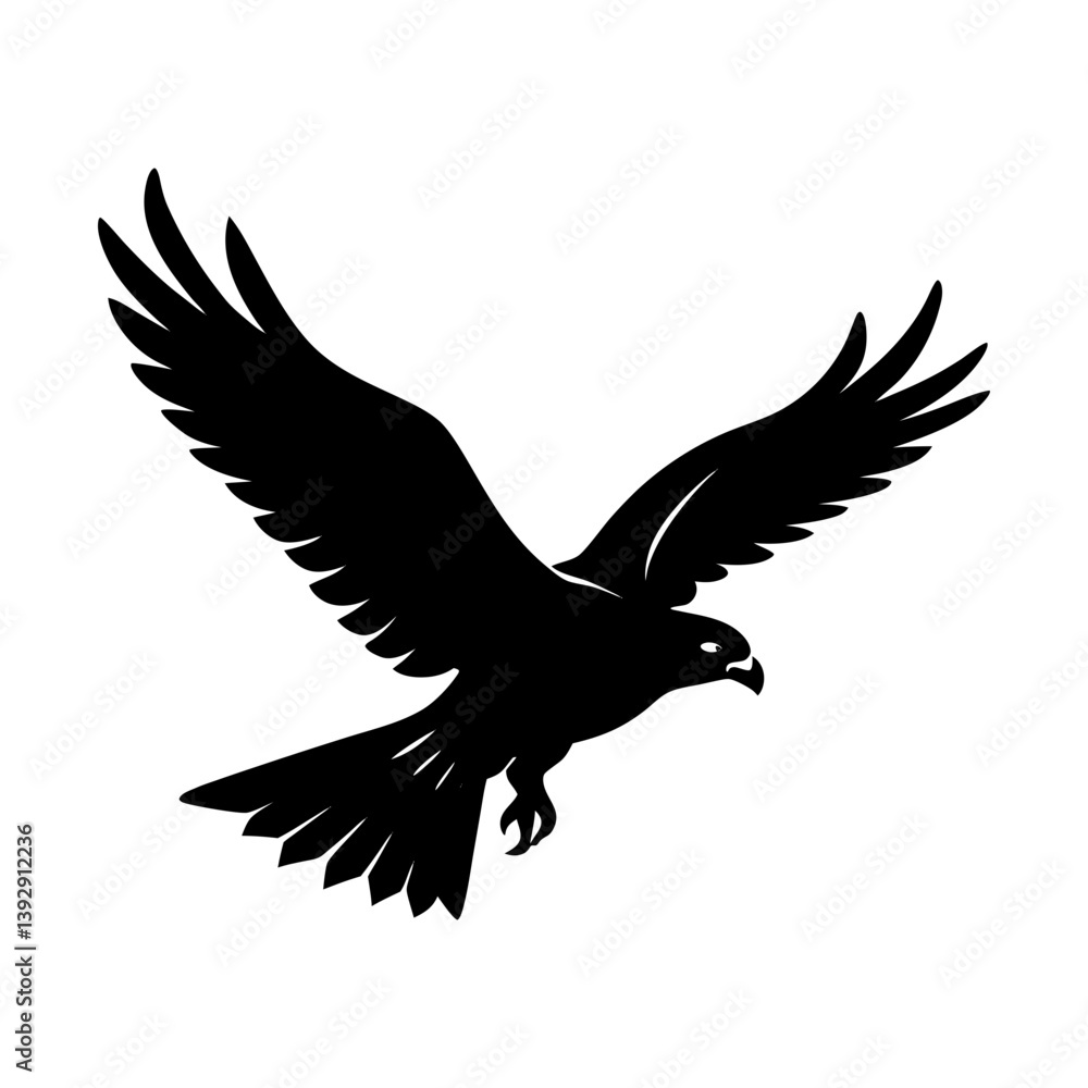 Fototapeta premium Flying eagle silhouette vector illustration for logo design and graphic resources use