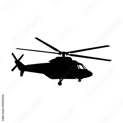 Helicopter silhouette vector image for aviation transportation and travel design needs