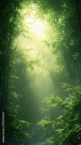 Serene Bamboo Forest: Explore Lush Green Wilderness and Mystical Pathways in this Vibrant, Tranquil Asian Landscape