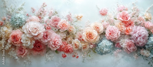Wallpaper Mural Pastel floral arrangement, wall backdrop, romantic design Torontodigital.ca