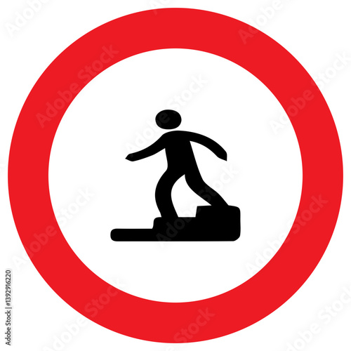 vector illustration of steps down warning symbol circle