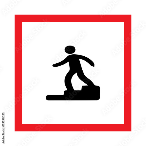vector illustration of steps down warning symbol square