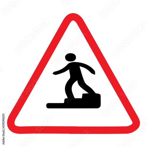 vector illustration of steps down warning symbol triangle
