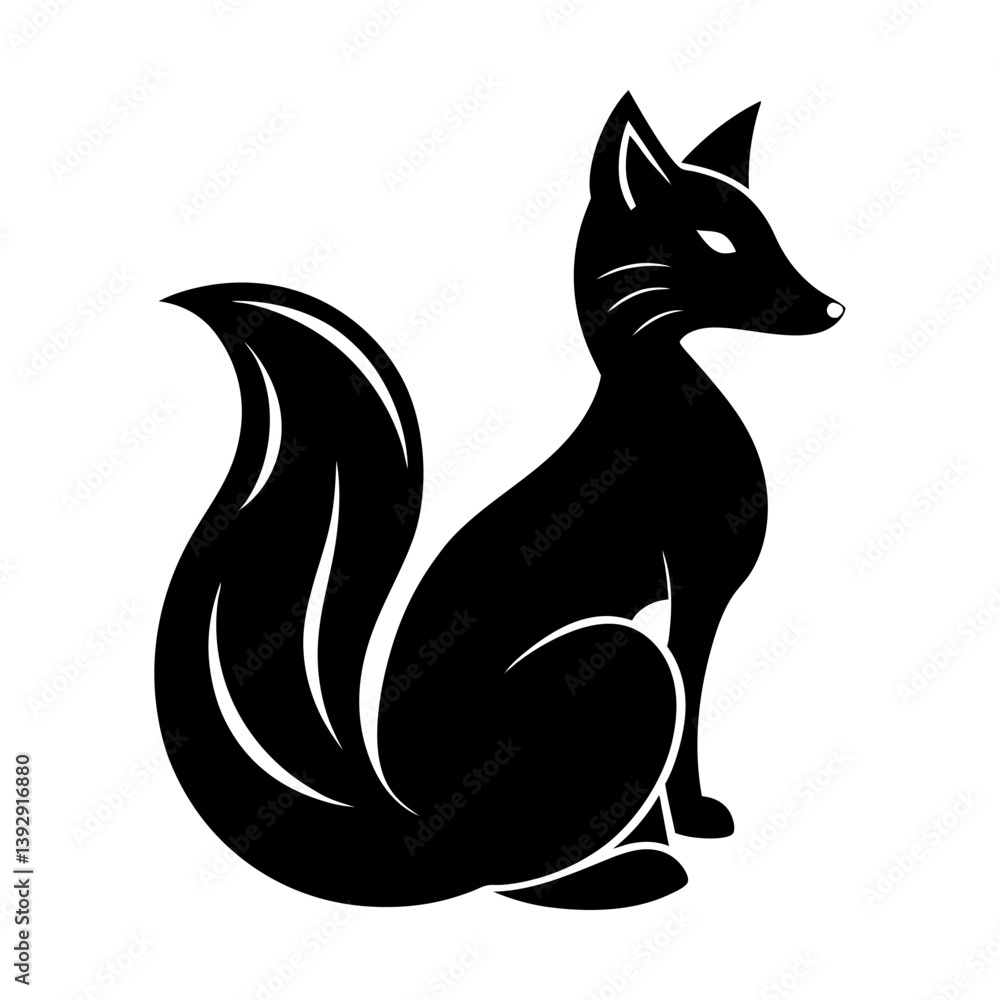 Black fox silhouette vector illustration of a sitting fox for design and decoration use Black fox silhouette vector illustration of a sitting fox for design and decoration use