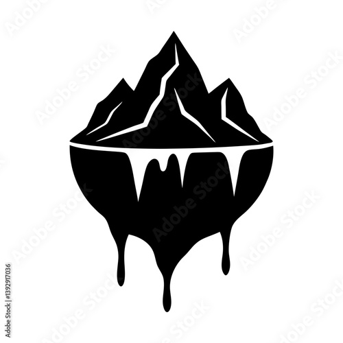 Iceberg melting vector illustration climate change antarctica arctic global warming design silhouette