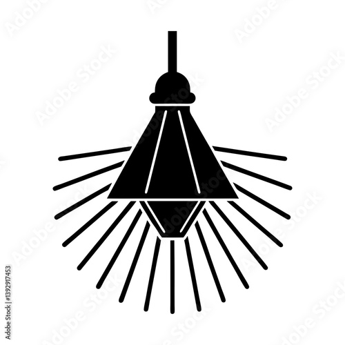 Hanging pendant light fixture modern interior design lighting home decor illustration silhouette