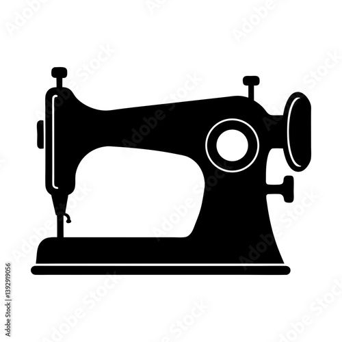 Vintage sewing machine vector illustration for tailoring and sewing projects design silhouette
