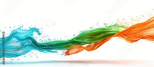 tricolor of indian flag watercolor background with splash