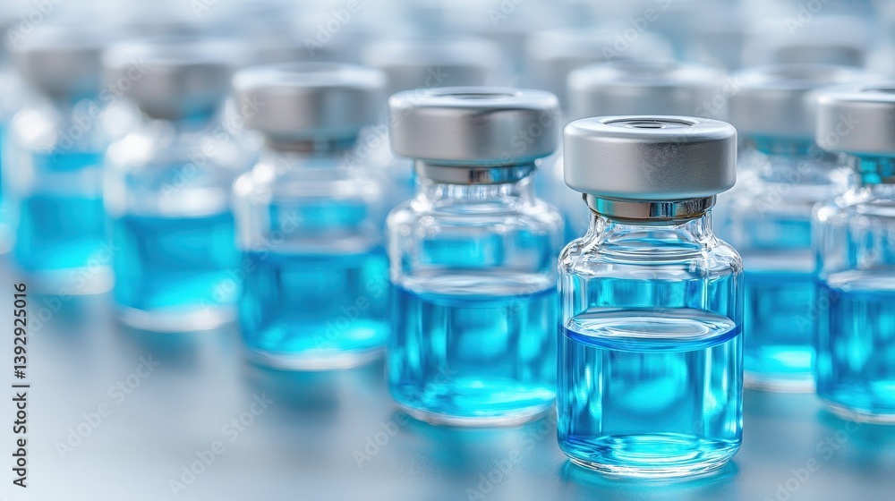A close-up view of numerous glass vials filled with vibrant blue liquid, lined up in a neat arrangement, suggesting a clinical or laboratory setting. A close-up view of numerous glass vials filled with vibrant blue liquid, lined up in a neat arrangement, suggesting a clinical or laboratory setting.